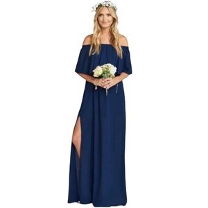 Elegant Blue Off-Shoulder Dress